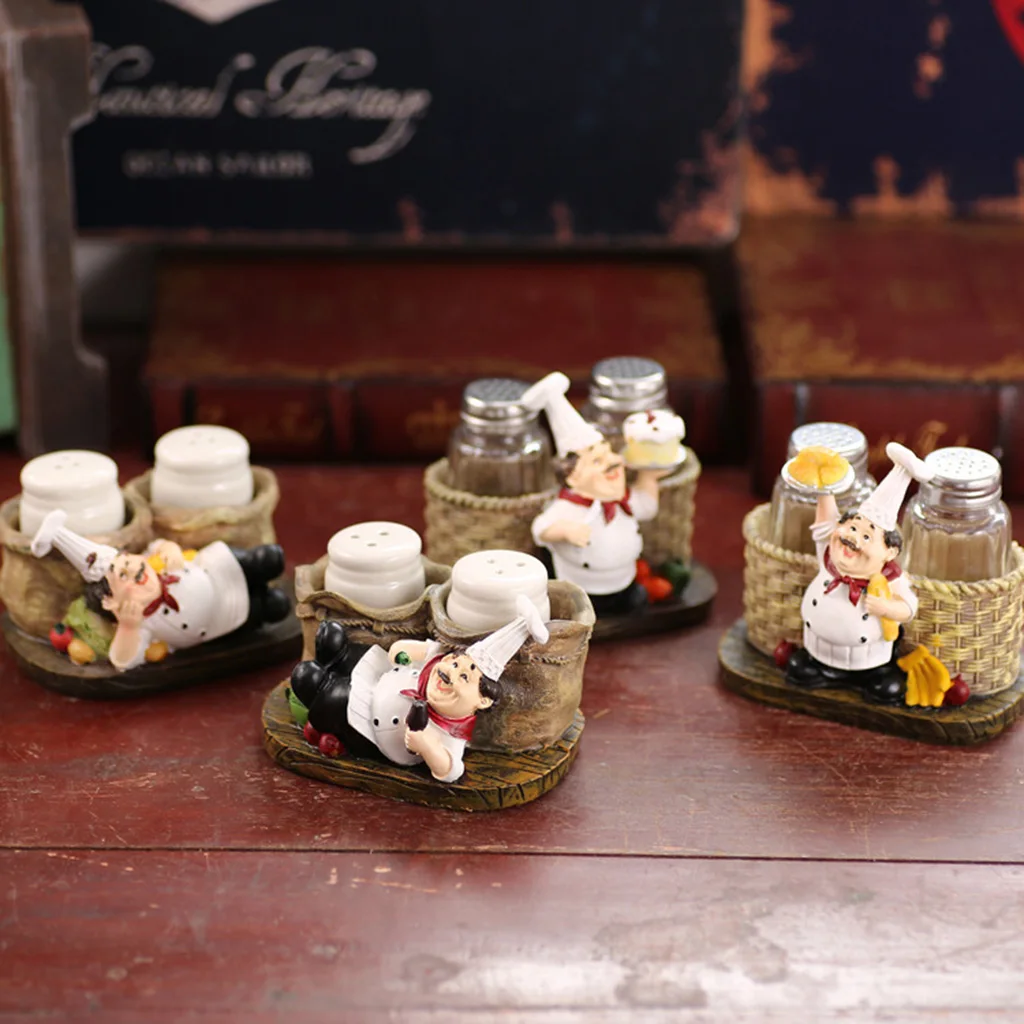 Crafts Chef Statue Salt Pepper Bottle Holder Statue Pepper Bottle Holder