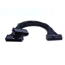 Cordon d'alimentation pratique à double démarrage, cordon d'alimentation synchrone 32cm, carte mère 24 broches, 18awg 