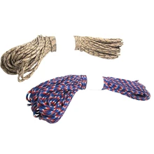 2 Pcs Parachute Cord with 7 Strands, 550 Lbs, 100 Ft.- Red+ White+ Blue Camo& Desert Camo
