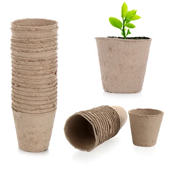 

20pcs Nursery Pots Biodegradable Paper Pulp Peat Pots Plant Nursery Cup Tray Garden Supplies Eco-Friendly Home Cultivation