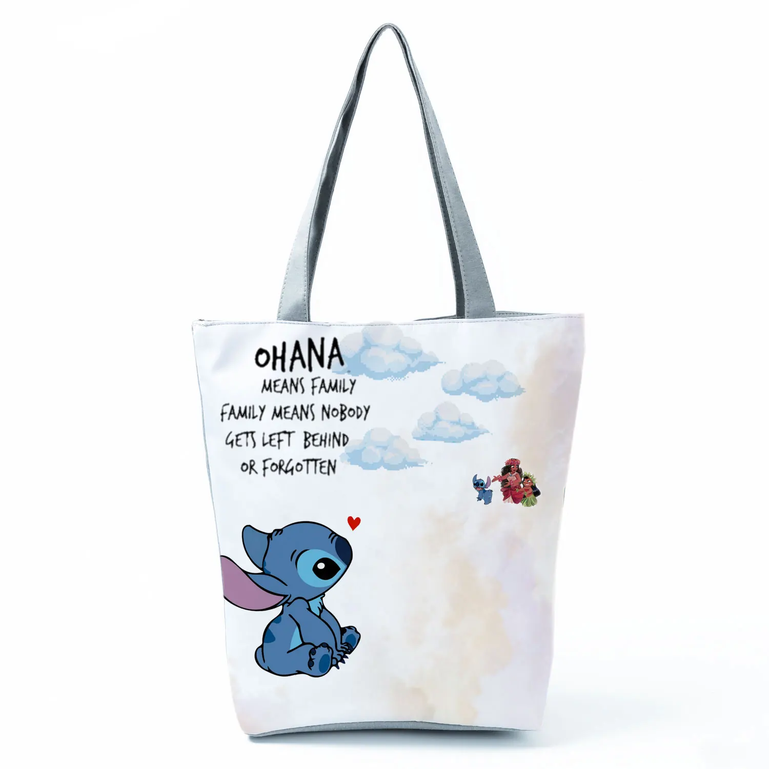 Disney Lilo Stitch Cartoon Printed Handbag Stitch Casual High Capacity Eco Reusable Shoppaing Bag Foldable Travel Beach Tote Bag