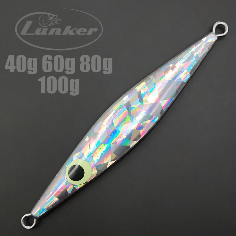Металлический джиг Lunker 40 г 60 80 100 Блестящая серебряная светящаяся приманка для
