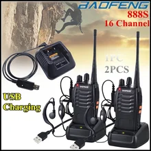 BAOFENG 888S рации длинный диапазон 16 каналов 2 способ радио UHF 400-470 МГц Walky Talky перезаряжаемый с USB зарядным устройством