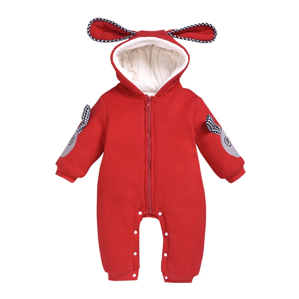 Зимний Детский костюм для новорожденных, Одежда для новорожденных, спортивный костюм для маленьких детей, для мальчиков и девочек, зимний теплый комбинезон, спортивный костюм пальто с капюшоном, верхняя одежда для детей, костюм - Цвет: Red