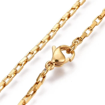 

10Pcs/lot 450x2.5mm Wholesale Stainless Steel Gold Color Square Link Chain Connectors Flat Chain for Jewelry DIY Accessories