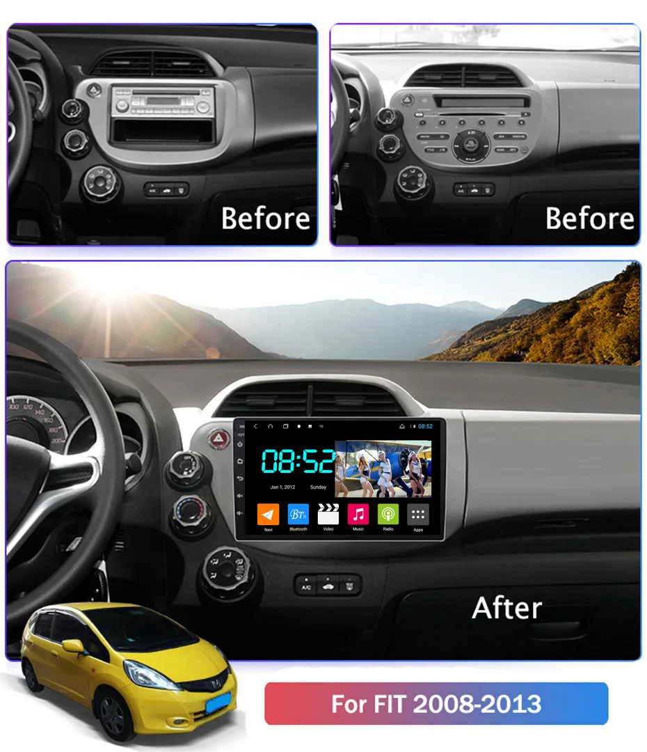 Android 8,1 автомобильный DVD 1din мультимедийная Navi система для Honda FIT JAZZ 2008-2013 Автомобильный gps навигатор стерео головное устройство BT SWC wifi