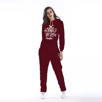 

5617 # New Velvet Christmas Printed Pullover Hoody Casual Trousers WOMEN'S Suit 2020 New