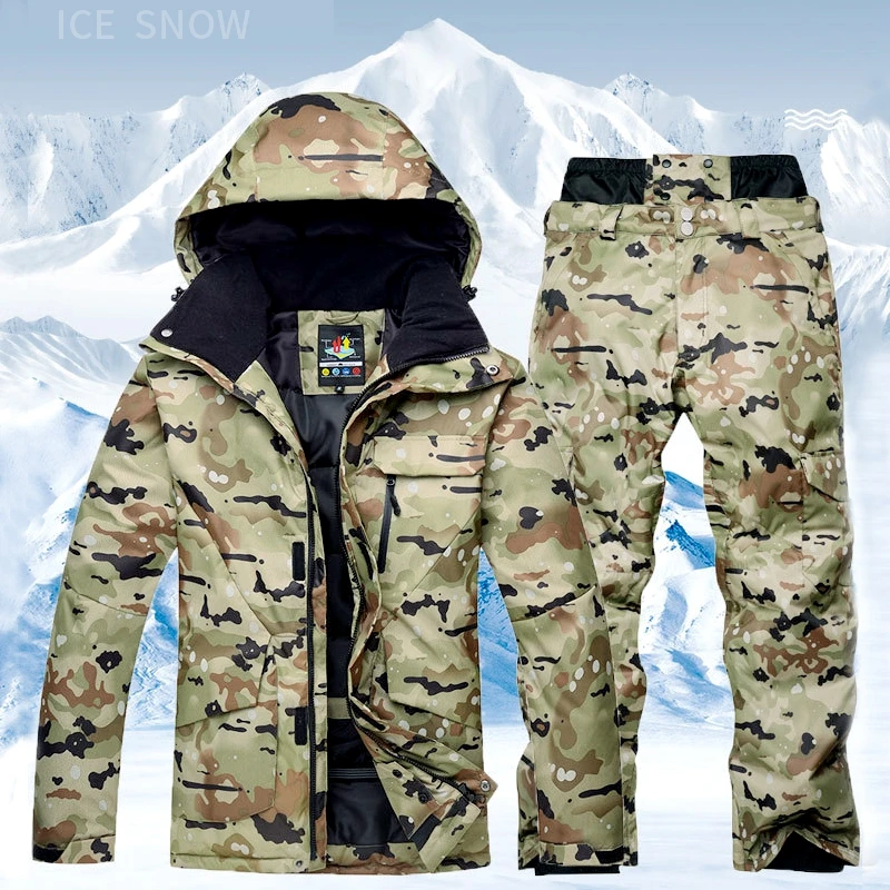 xinxinchaoshi Skianzug Herren Ski L/ätzchen Anzugjacke Wasserdicht Snowboard-Bunte gedrucktes Ski-Jacke und Hose Set Skiset Jacke Color : A+Black, Size : M
