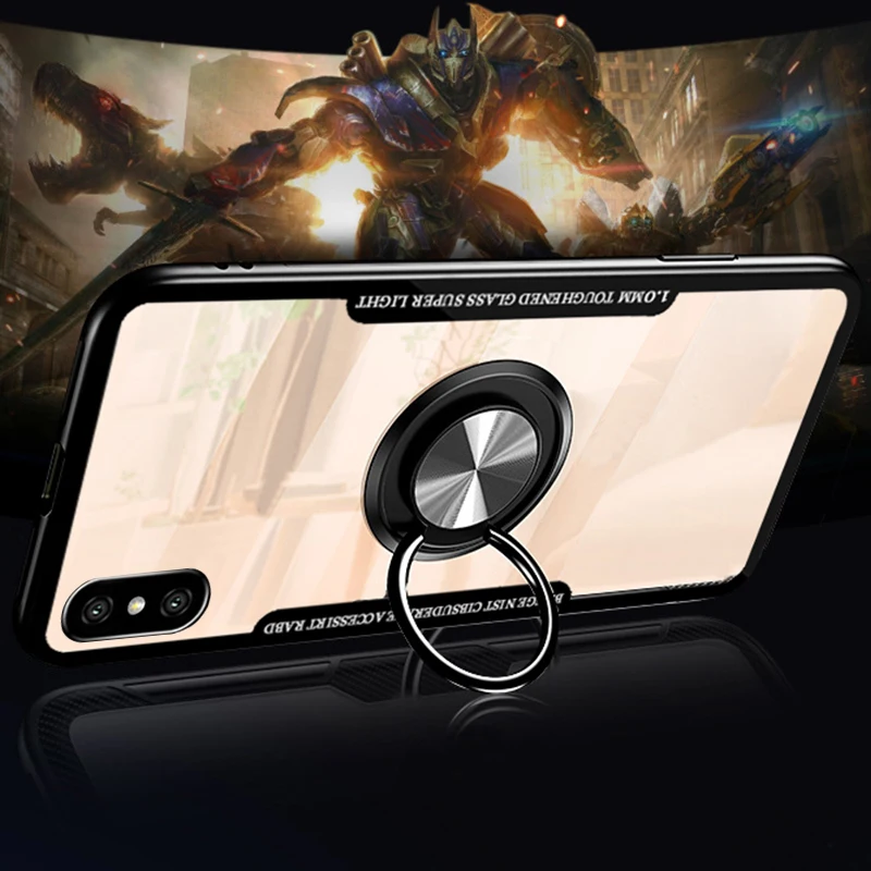 Luxury Ring Magnet Metal Car Holder Coque,Cover,Case For Xiaomi Redmi Note 6 pro Note6 6pro Silicone Transparent Shockproof