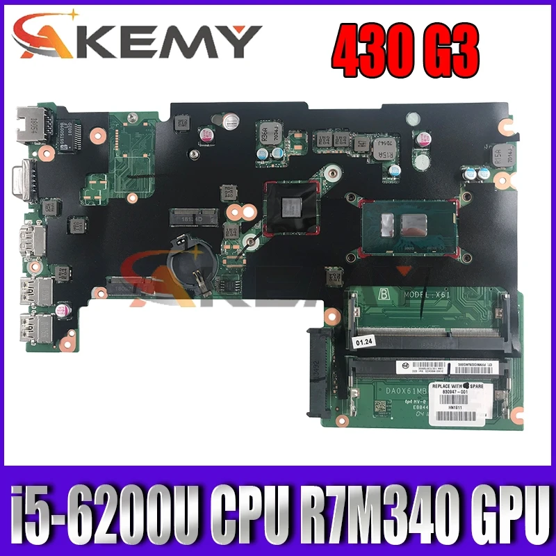 Для HP 430 G3 материнская плата портативного компьютера с i5-6200u Процессор R7M340 GPU 830945-601