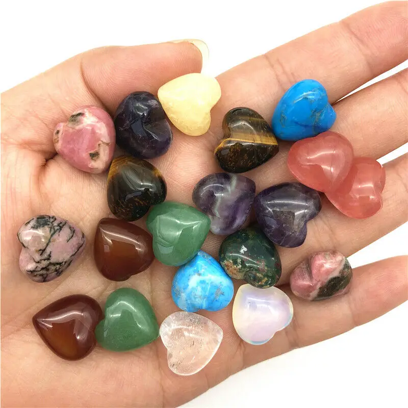 Wholesale 1pc Natural Aventurine Rhodonite Stone Mini Polished Heart Shaped Crystal Stones