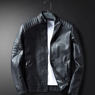 Black Кожаные куртки мужские пальто M-3XL Высококачественная верхняя одежда из искусственной кожи мужская деловая Осенняя мужская куртка 633 - Цвет: Black