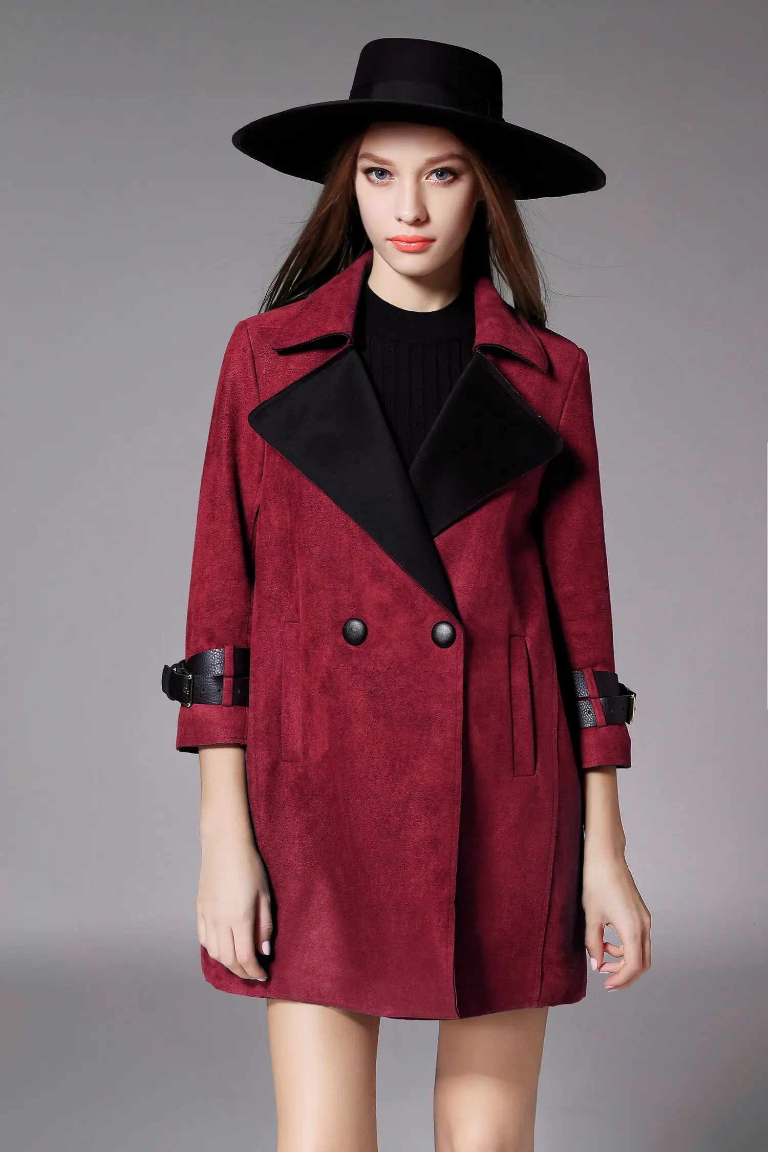 Zaooye/Soap Leaf Europe New Style Winter Elegant Slimming Suede Mid-length Loose-Fit Trench Coat WOMEN'S Coat
