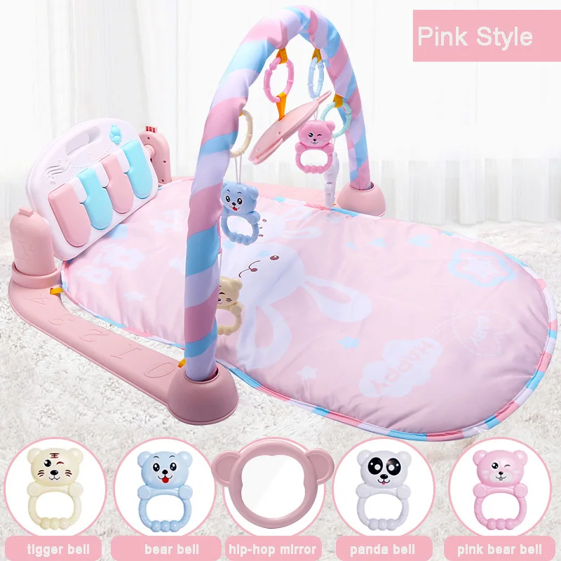 Baby Activity Gym Baby Music Play Mat Fitness Carpet Educational Rack Crib Toys Baby Rattle Toys With Bed Bell Fitness Mats