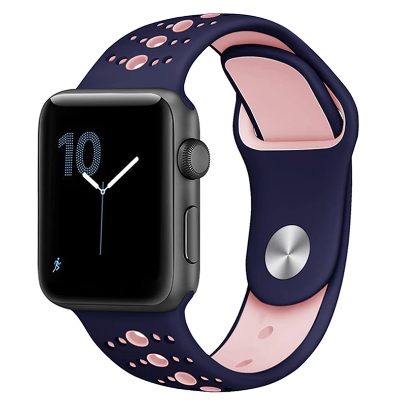 Дышащий силиконовый спортивный ремешок для Apple Watch 5 4 3 2 1 42 мм 38 мм резиновый ремешок для Iwatch 5 4 3 40 мм 44 мм