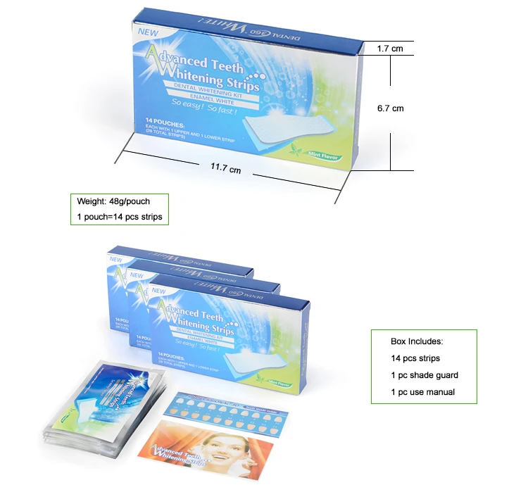 FDA&CE Approved Best No Sensitive Bleaching Gel Advanced Teeth Whitening Strips