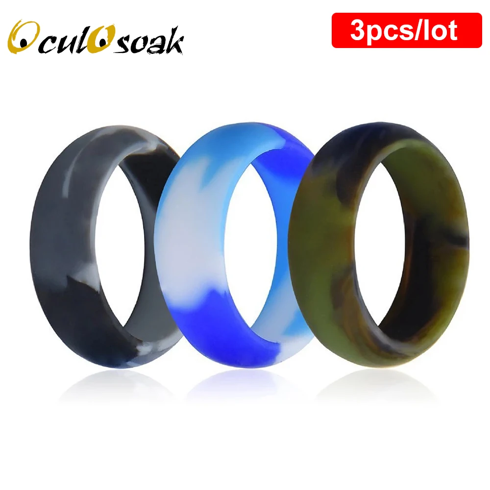 

8mm Camouflage Silicone Ring Movement Couple's Wedding Bands Environmental Cool Hypoallergenic Crossfit Finger Rings Women Man