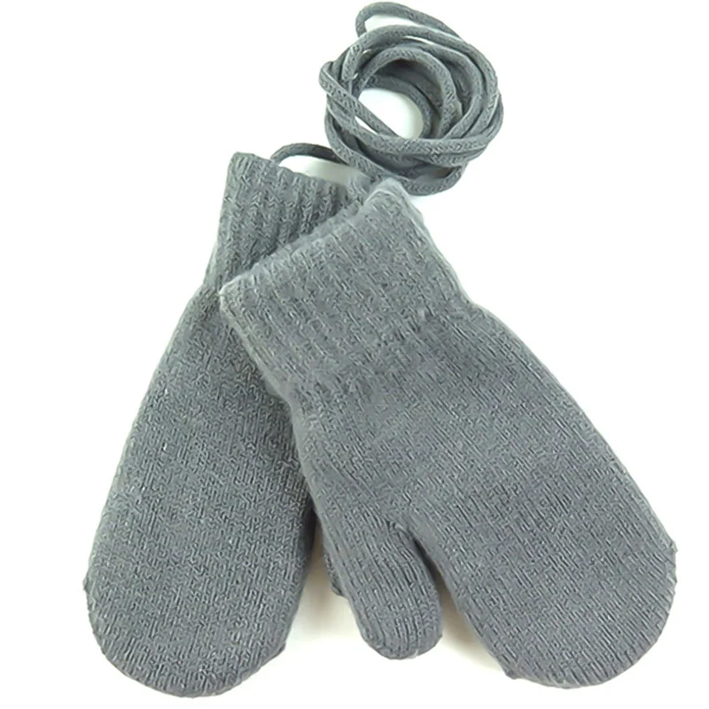 1 Pair Winter Baby Boys Girls Knitted Gloves Warm Rope Full Finger Mittens Gloves For Children Toddler Kids
