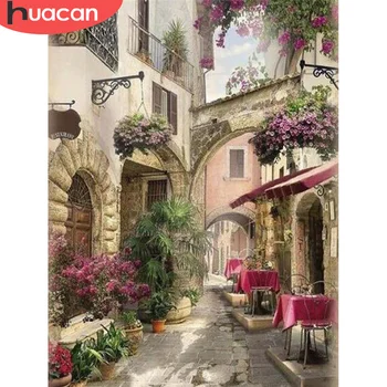 

HUACAN 5D Diamond Painting Street New Arrival Diamond Embroidery Cross Stitch Landscape Full Square Round Home Decor