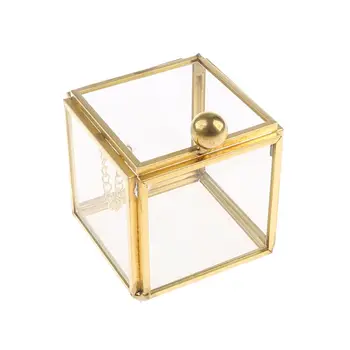 

Geometrical Clear Glass Jewelry Box Jewelry Organize Holder Plants Container N0HE