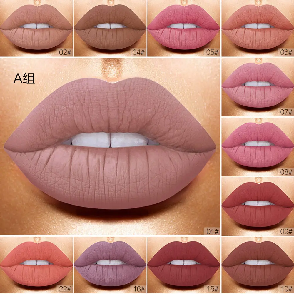 NICEFACE 12 Colors Lip Gloss Matte Liquid Lipstick Hot Sexy Lip Paint Waterproof Long-lasting Makeup Tool Cosmetic Kit Drop Ship