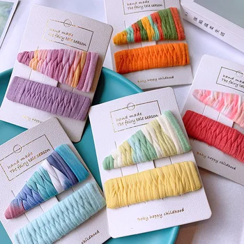 

Spring Korean Children's Rainbow Knitting Hairpin Candy Triangular Bb Clip Head Trimming Clip Accesorios Baby Hair Accessories