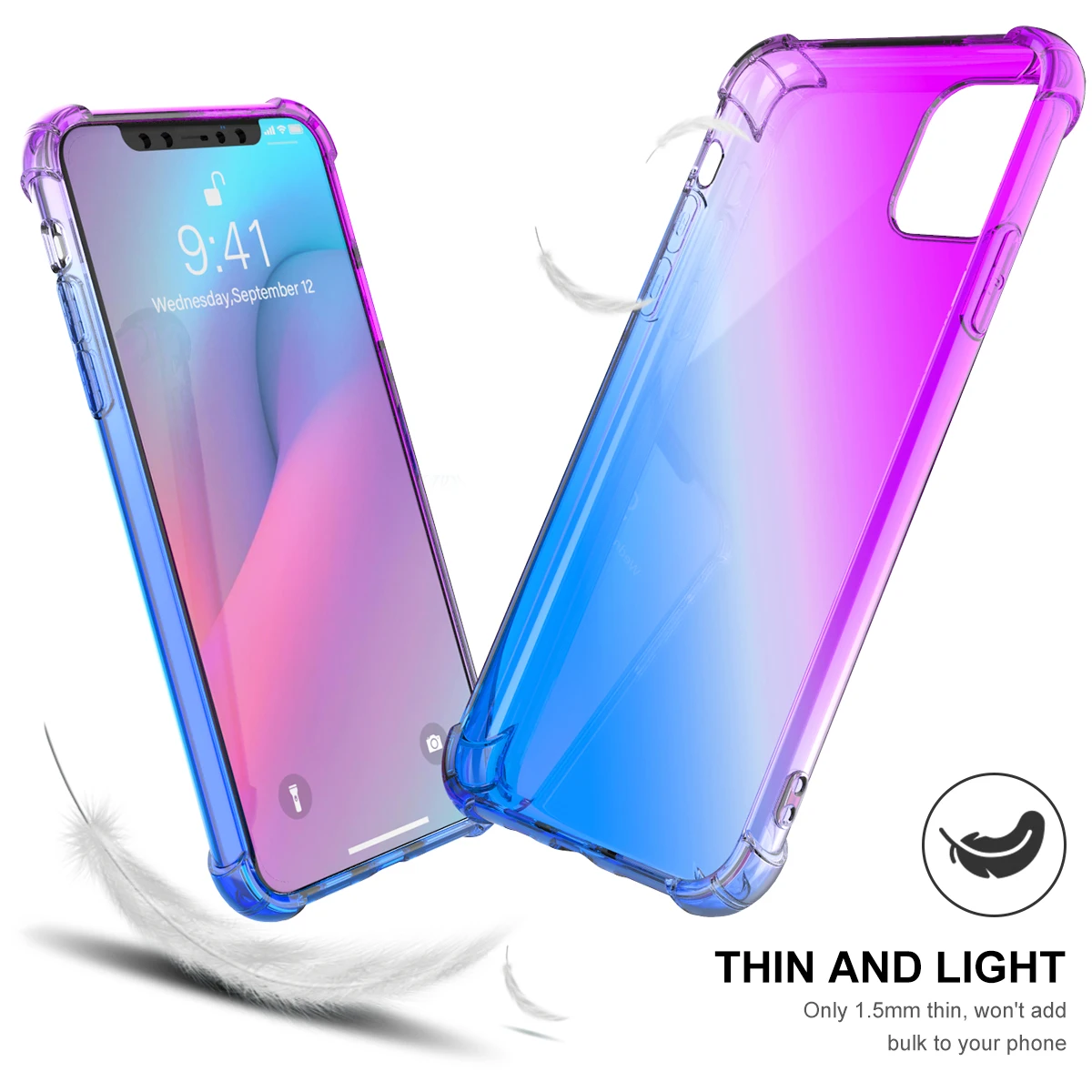 Для iPhone 11 11 Pro 11 Pro Max Силиконовый противоударный чехол с защитой от царапин градиентного цвета мягкий чехол из ТПУ для iPhone 11 чехол прозрачный