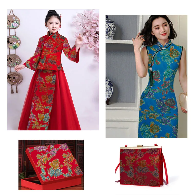 

High-Density Nylon Three-Group Flower Brocade Satin Fabric Antique Cheongsam Tang Suit Mahogany Sofa Cushion Silk Fabric