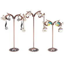  Top Selling 3Pcs/Lot Jewelry Display Metal Earring Holder Display White/Brown/Black/Silver Crystal Jewelry Earring Display Stand 
