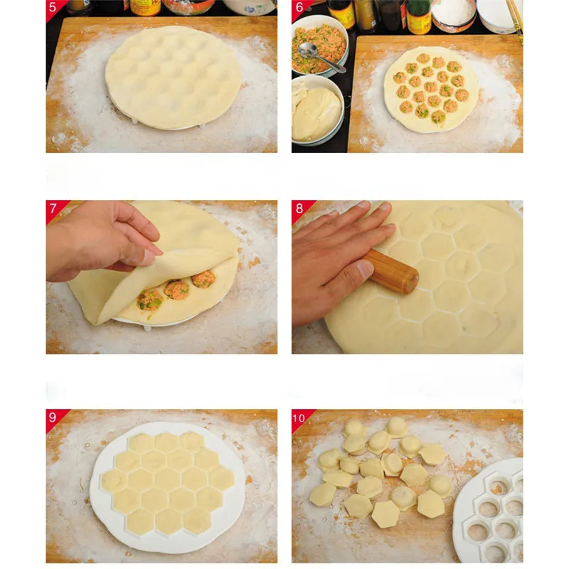 1Time to do 19 dumplings!!New Dumpling Mold Maker Kitchen Dough Press Ravioli DIY 19 Holes Dumplings Maker Mold Cooking Tools