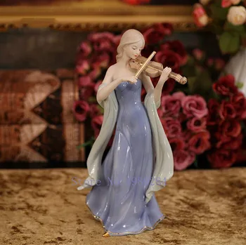 

Creative Nordic ceramics Teenage girl violin elegant Hand Painted Crafts ornaments Gold Modern home desktop Decoration figurines