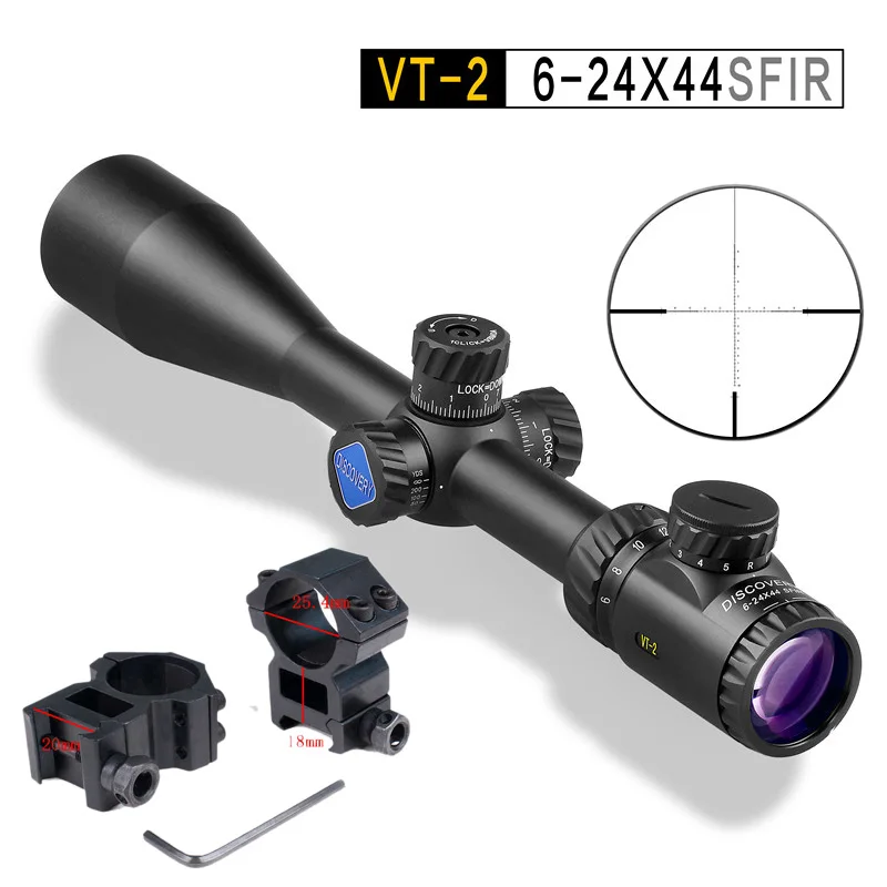 Дискавери VT-2 6-24X44SFIR прицел тактические оптические прицелы R& G с подсветкой Mil точка сетка боковой Фокус оптический Воздушный прицел - Color: hight 20mm mount