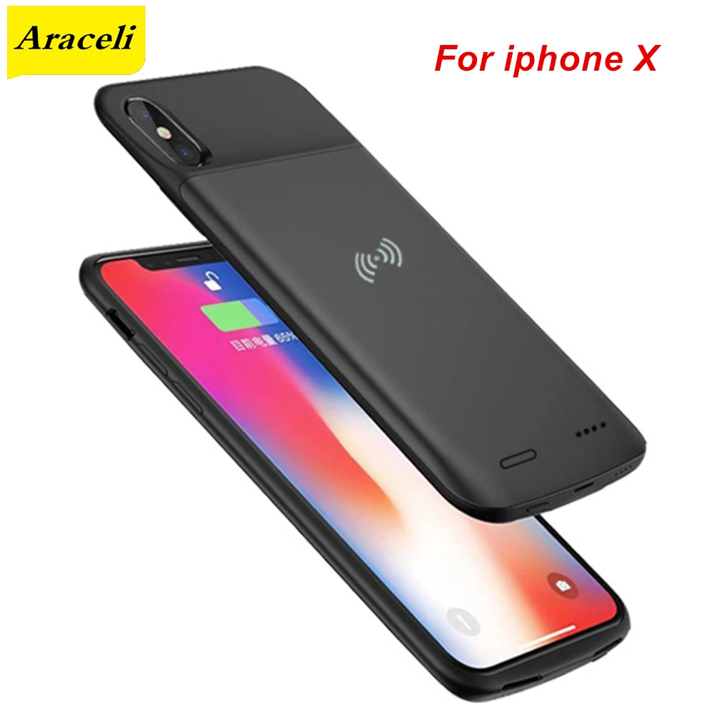 Чехол аккумулятор для iphone X 3000 мАч умная Беспроводная зарядка чехол телефона и