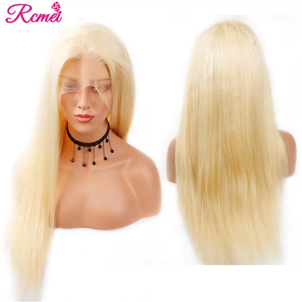 Rcmei 13x4 Glueless 613 Honey Blonde Lace Front Wig Brazilian Straight Lace Front Human Hair Wigs Pre Plucked Lace Remy Wig 150%