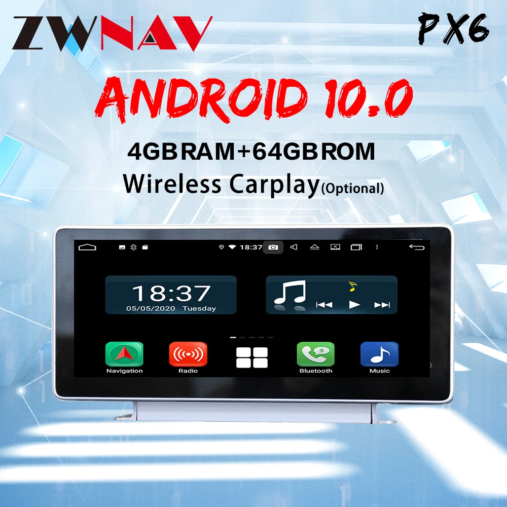 

8 core Android 10 Car DVD player GPS forAudi A4L 2017-2019 128G 4G RAM navigation PX6 CARPLAY DSP