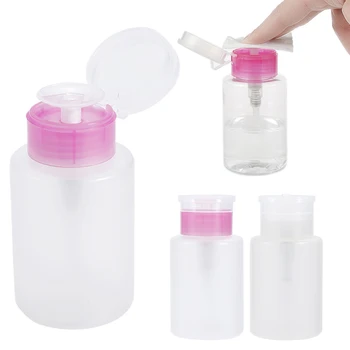 

1Pc 150ml Transparent Empty Plastic Nail Polish Remover Alcohol Liquid Press Pumping Dispenser Bottle Refillable Bottles