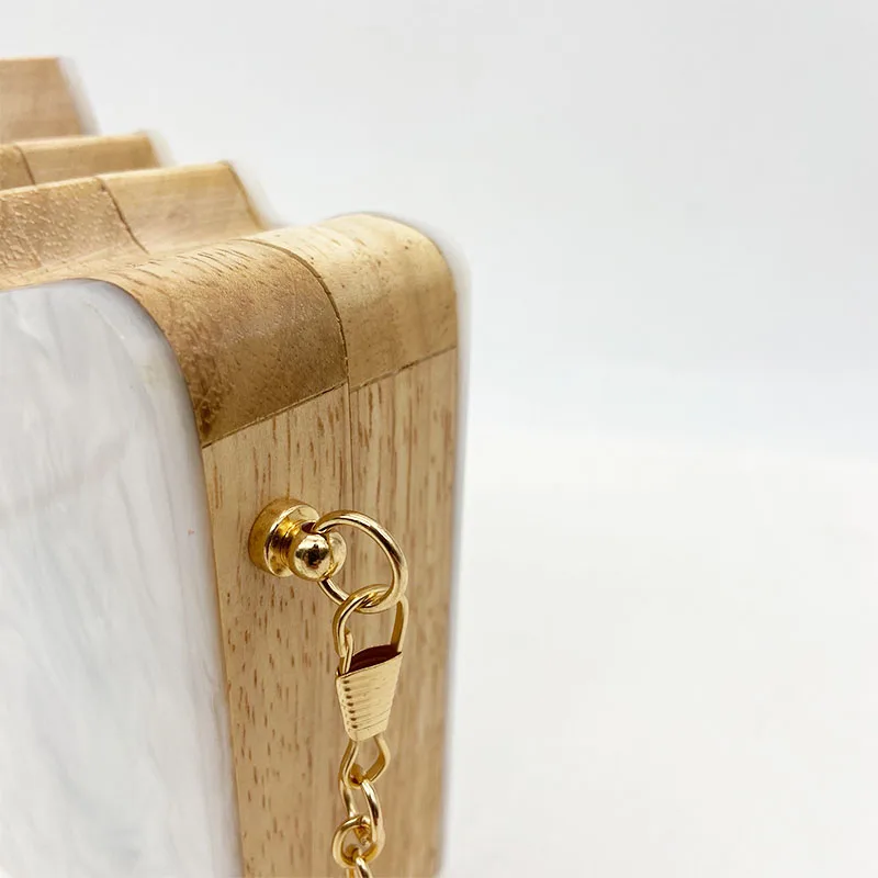 Skup 2020 drewno osobowość łączenie biały akryl Retro unikalne pół twarzy twarde pudełko torba wieczorowa Ridesmaid torebka luksusowa kopertówka torebki