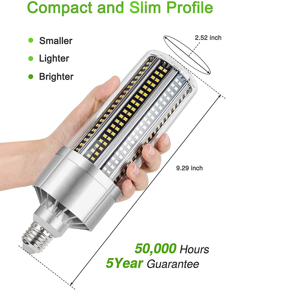 60W Super Bright Corn LED Light Bulb with E27 Large Mogul Base Adapter for Large Area Commercial Ceiling Lighting