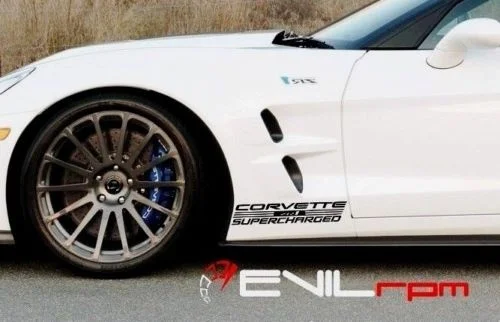 

For 2Pcs/Pair Side skirt custom logo Decal Graphic Sticker Kit Chevy Corvette ZR1 C6 2005-2013