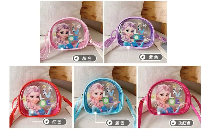 Новая милая сумочка для монет с принцессой Эльзой, Женская Маленькая прозрачная сумочка, мультяшная Снежная королева, Детская сумка-мессенджер, сумка на плечо для девочек