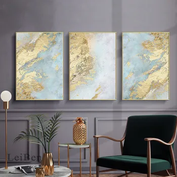 

Abstract Elegant Minimalist Golden Blue Sea Poster Nordic Canvas Painting Wall Art Picture for Living Room Home Cuadros Decor