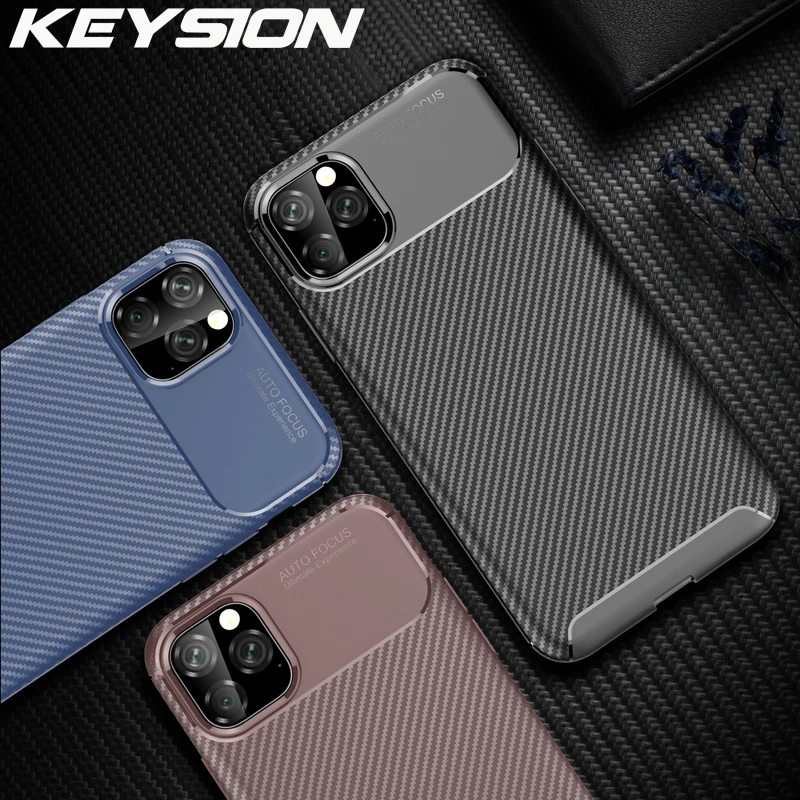 KEYSION чехол для телефона для iPhone 11 11 Pro Max текстура из углеродного волокна мягкая силиконовая Противоударная задняя крышка для iPhone 11 Pro 11Pro Max