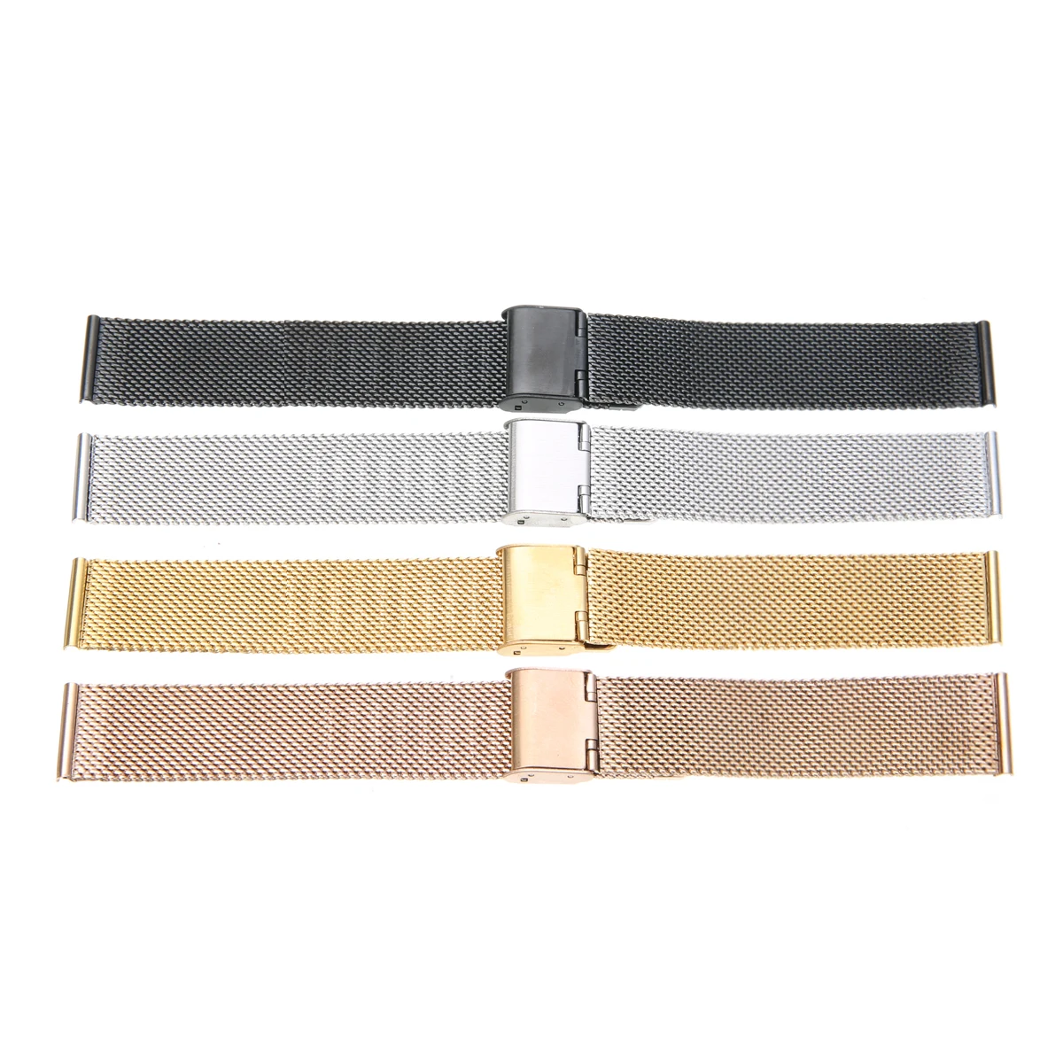 12mm/14mm/16mm/18mm/20mm/22mm/24mm Stainless Steel Watch Strap Straight End Bracelet Mesh Buckle Watch Band 4 Colors Shellhard