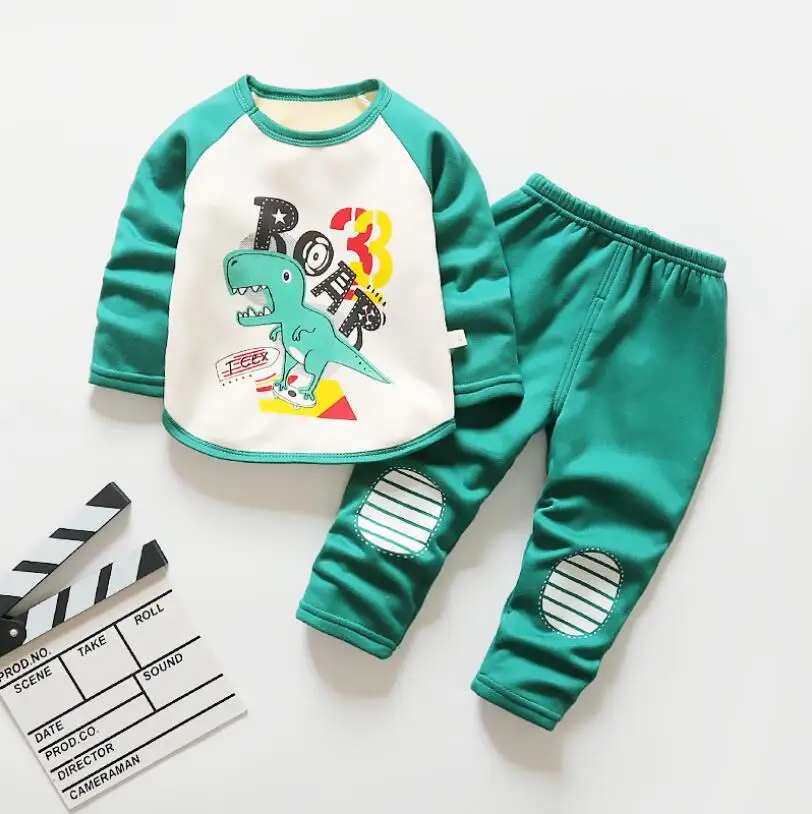 BibiCola/Детские пижамы в комплекте на осень-зиму для девочек Вельветовая теплая одежда костюм Для маленьких мальчиков с персонажами из мультфильмов, пижама, комплект одежды - Цвет: picture color