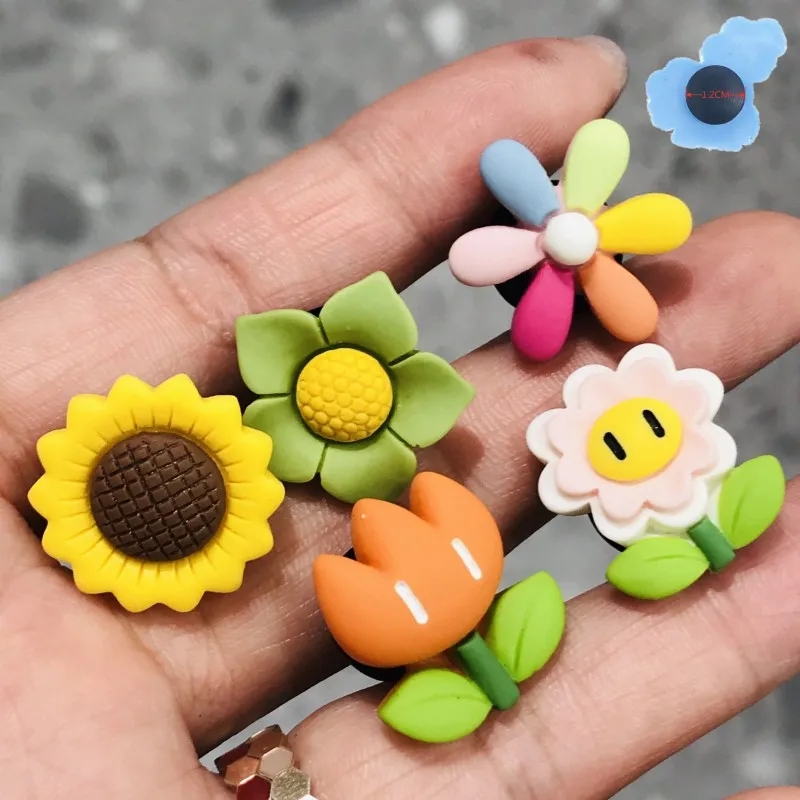 14 Décorations Tournesol Pour Chaussures à Trous - Accessoires Colorés DIY - Avec Boucles En I - 22 Mm