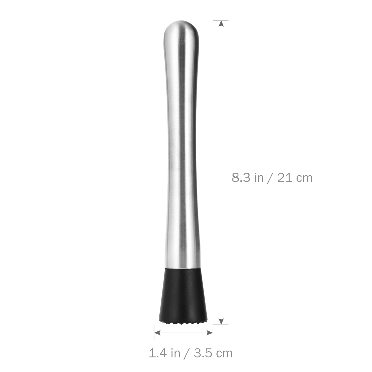 OUNONA Stainless Steel Cocktail Muddler Wine Stirrer Ice Crusher Stick with Grooved Plastic