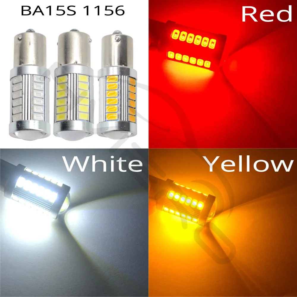 2X белый красный 1156 BA15S 1157 BAY15D P21 5 Вт 33SMD 5730 светодиодный Автомобильные стоп сигналы