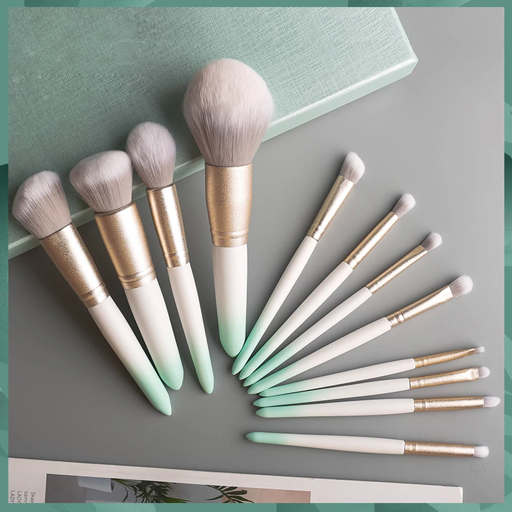 

Foeonco Cosmetic Brushes 12pcs Gradient Makeup Brushes Set Professional Beauty Make Up Brush Soft Hair Foundation Powder Blushes