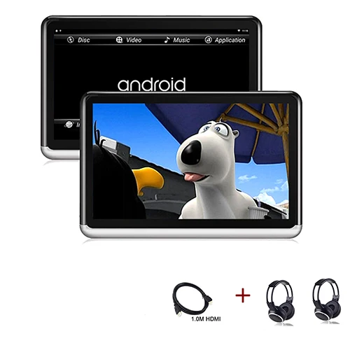 YAZH Android 6,0 Автомобильный подголовник монитор 2 шт. 1366*768 1080 HD с сенсорным экраном wifi Bluetooth USB SD карта без DVD плеера - Цвет: 2X2HeadsetX1.0 HDMI