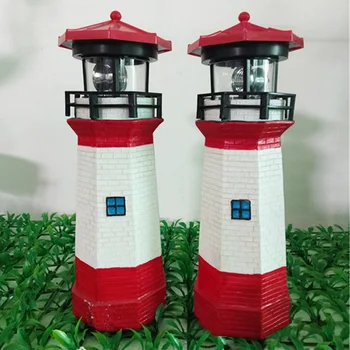 

LED Solar Powered Lighthouse Waterproof Statue Rotating Garden Yard Outdoor Lighting Decor J2Y